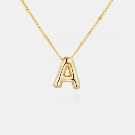 Gold-Plated Bubble Initial Necklace Style A One Size