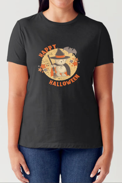 Simply Love Full Size HAPPY HALLOWEEN Short Sleeve Tubular T-Shirt Black