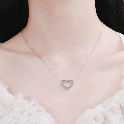 Moissanite 925 Sterling Silver Heart Shape Necklace Silver One Size