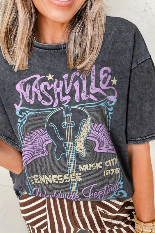 Graphic Mineral Washed Vintage Tee Black