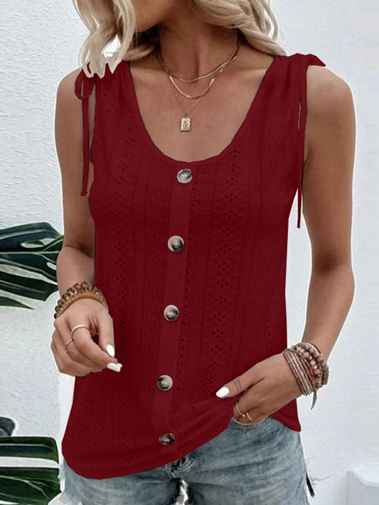 Full Size Scoop Neck Sleeveless Tank Top Wine