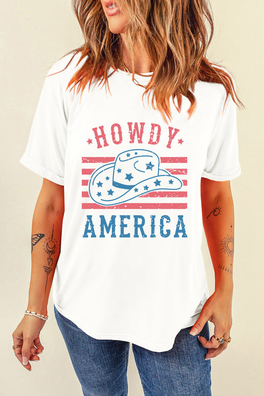 Graphic Round Neck Short Sleeve T-Shirt White