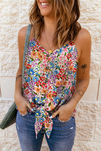 Floral Tie Hem V-Neck Cami Floral