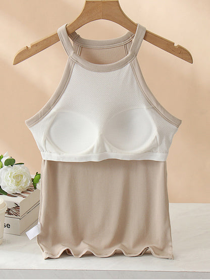 Grecian Neck Tank With Chest Pads
