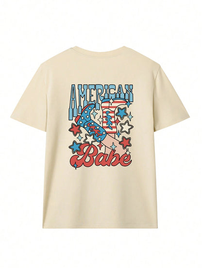 Graphic Round Neck Half Sleeve T-Shirt Tan
