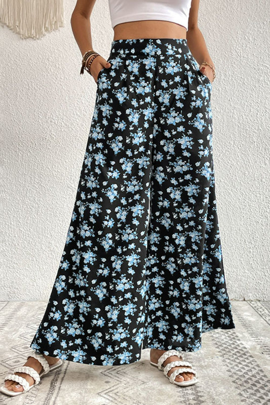 Perfee Floral Pocket Culottes Floral