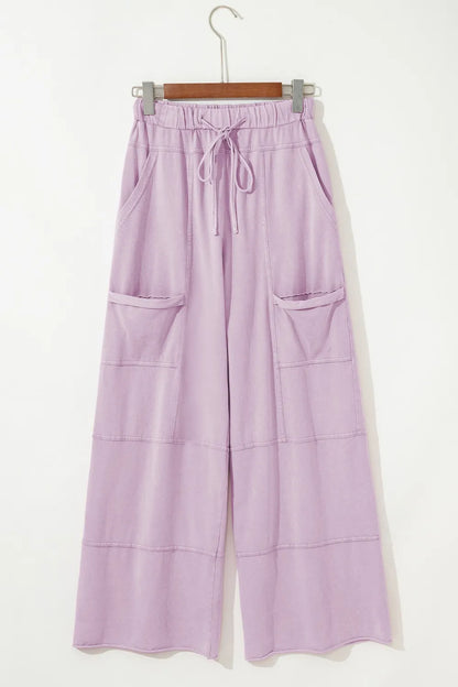 Wide-Leg Cargo Pants with Drawstring Waist