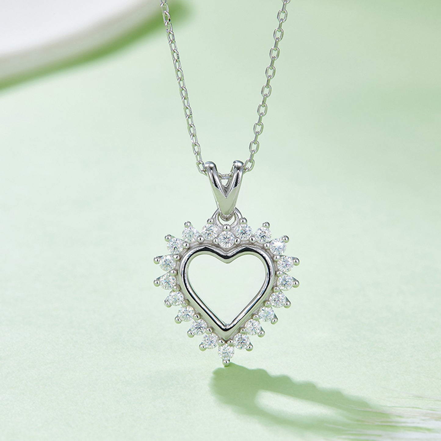 Moissanite 925 Sterling Silver Heart Pendant Necklace Silver One Size