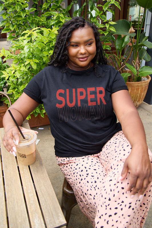 Simply Love Full Size SUPERWOMAN Short Sleeve T-Shirt Black