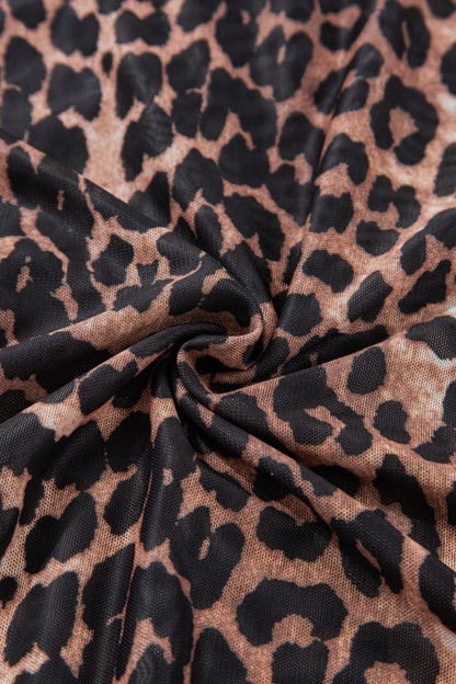 Leopard Wrapped V Neck Slim Short Sleeve Top