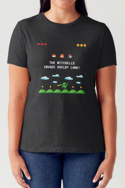 Simply Love Full Size Pixel Game Graphic Round Neck Short Sleeve T-Shirt Black