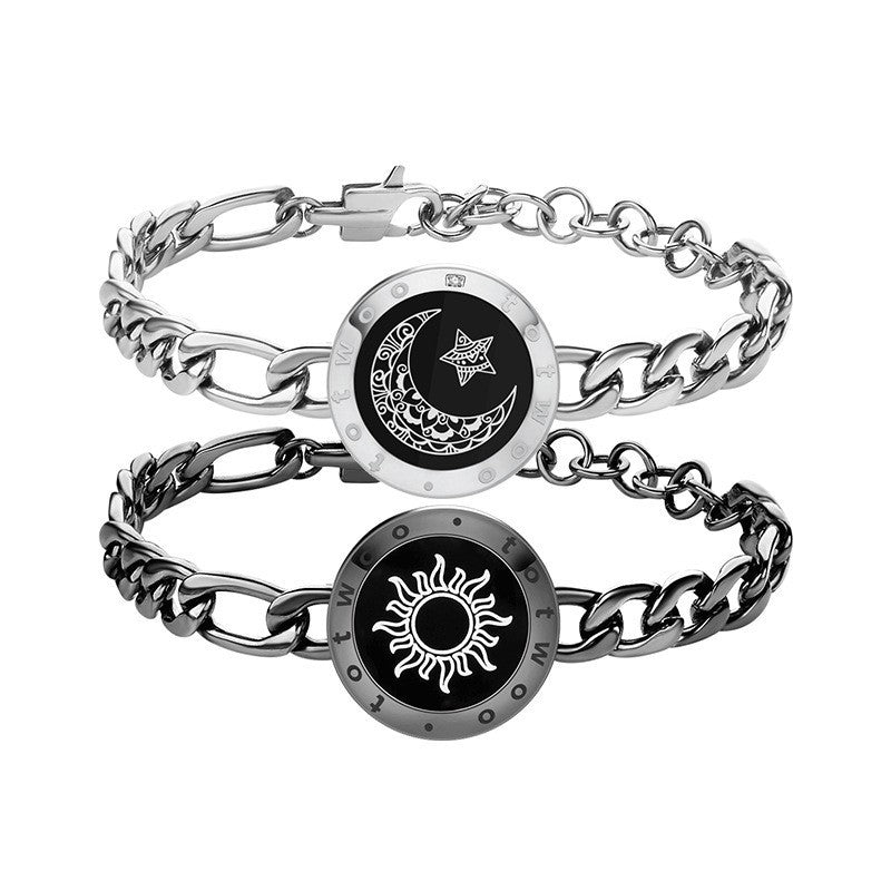 Long Distance Couple Bracelet Silvery black B