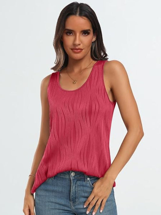 Round Neck Wide Strap Tank Strawberry