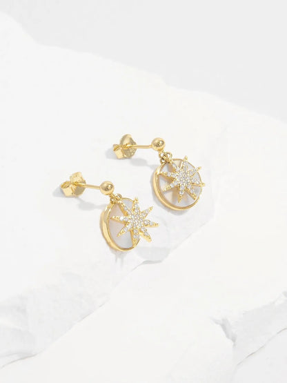 18K Gold-Plated 925 Sterling Silver Star Shape Earrings
