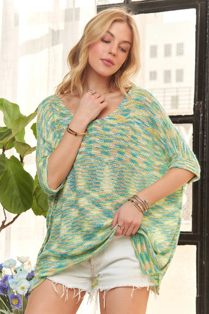 ADORA Multi Color Lightweight Sweater Top