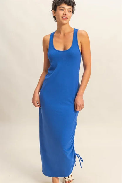 HYFVE Scoop Neck Side Tie Detail Midi Dress