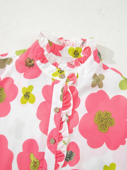 Floral Print Short Sleeve Blouse