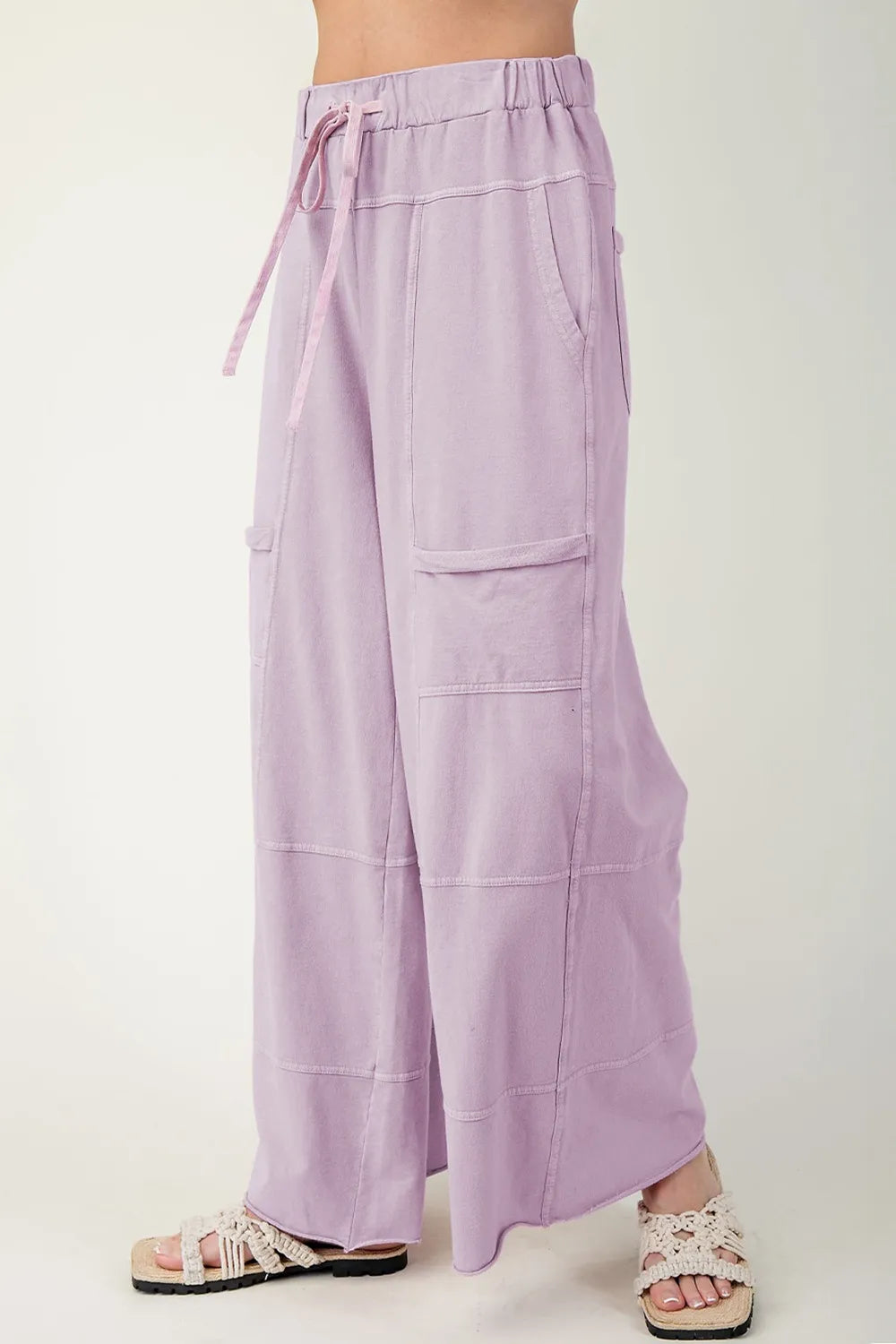 Wide-Leg Cargo Pants with Drawstring Waist