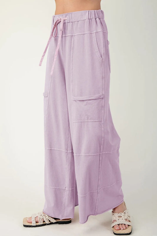 Wide-Leg Cargo Pants with Drawstring Waist