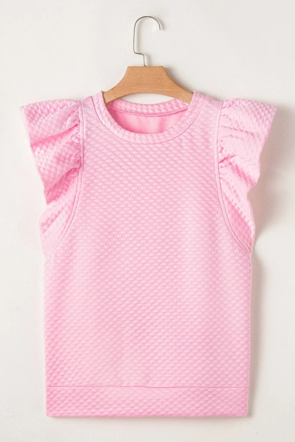 Textured Ruffle Cap Sleeve Top