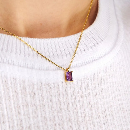 Titanium Steel Inlaid Zircon Pendant Necklace Style B One Size