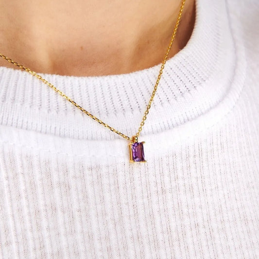 Titanium Steel Inlaid Zircon Pendant Necklace Style B One Size