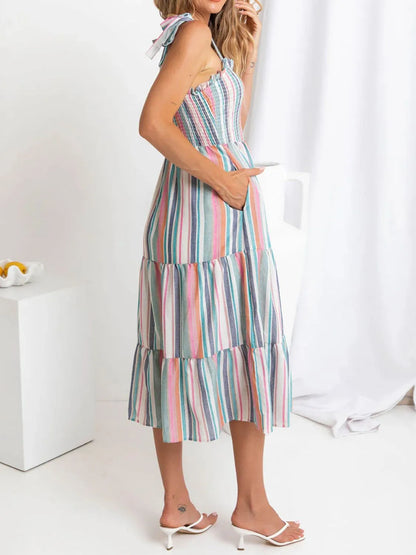 Contrast Striped Square Neck Cami Dress
