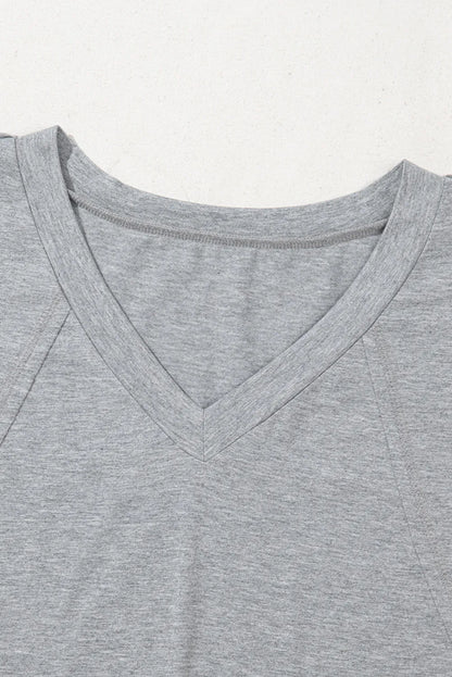High Raglan Half Sleeve V Neck Oversized T Shirt