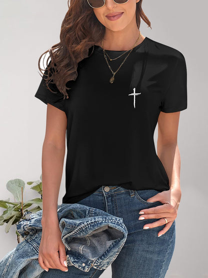 Cross Graphic Round Neck T-Shirt Black