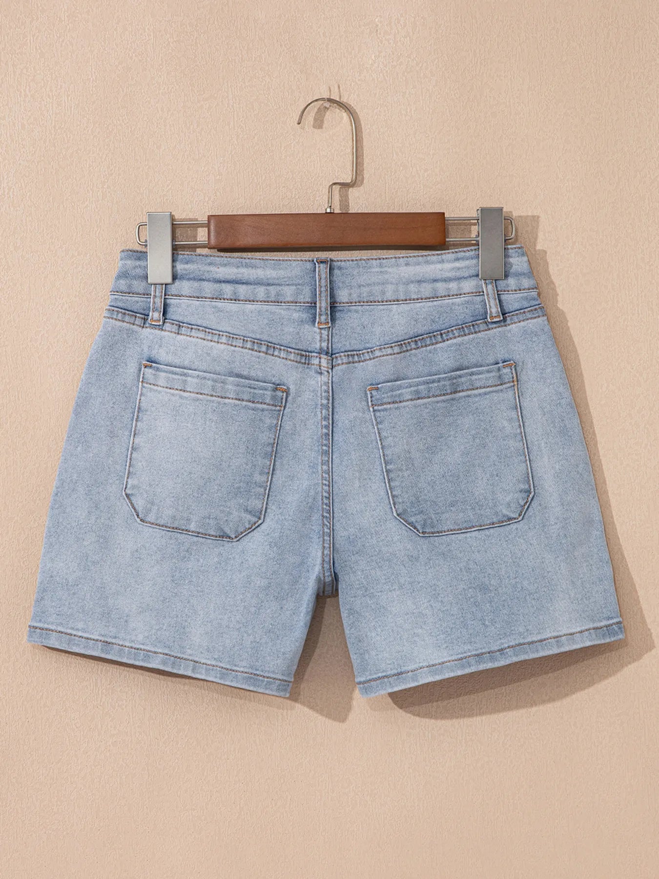 Wash High Rise Denim Shorts