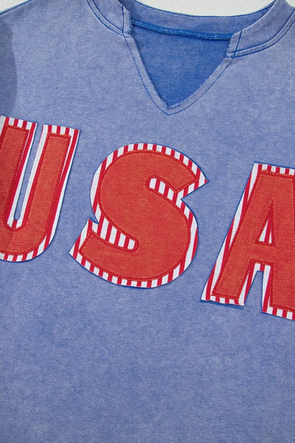 USA Patch Mineral Wash Notched T Shirt