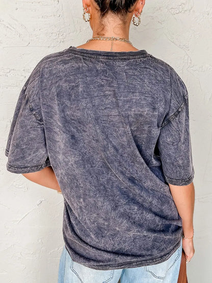 TEXAS Steer Head Graphic Mineral Wash Oversized T-Shirt