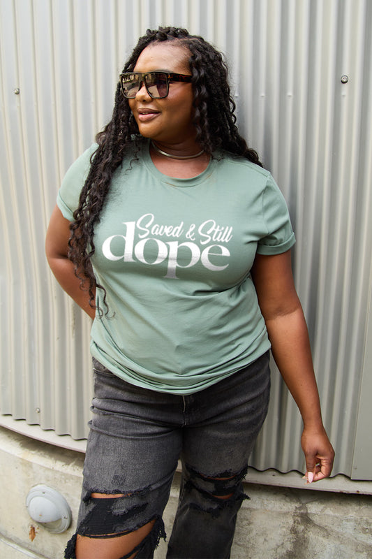 Simply Love Full Size Letter Graphic Short Sleeve T-Shirt Sage