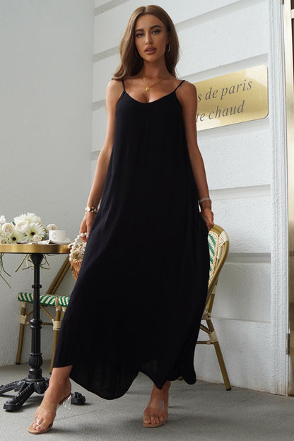 Devine Spaghetti Strap Maxi Dress Black