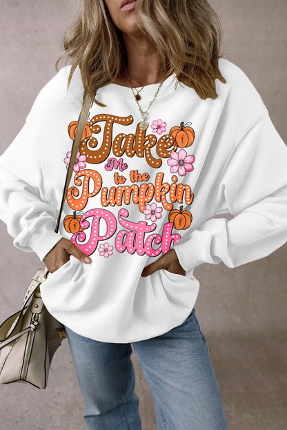 Letter Graphic Long Sleeve Sweatshirt White