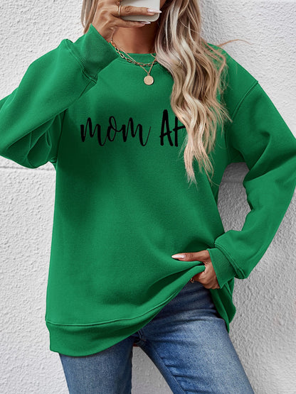 Letter Graphic Dropped Shoulder Sweatshirt Green