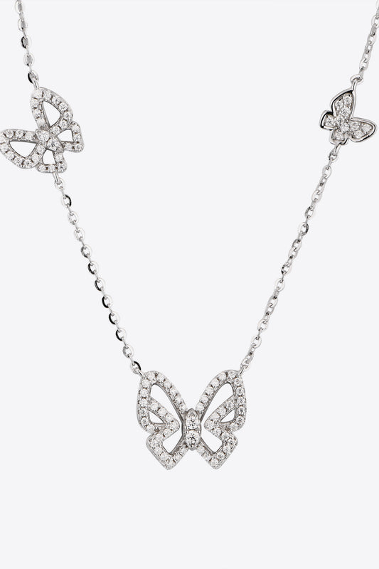 Moissanite Butterfly Shape Necklace Silver One Size