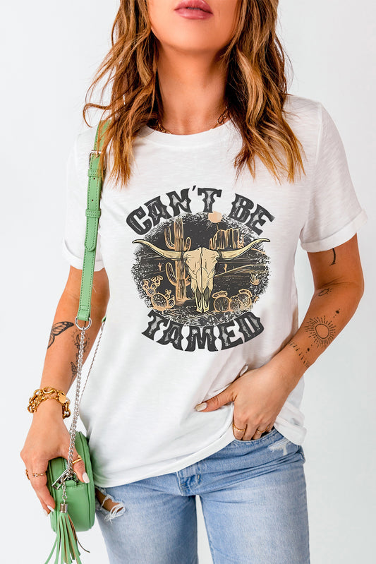 Graphic Round Neck Short Sleeve T-Shirt White