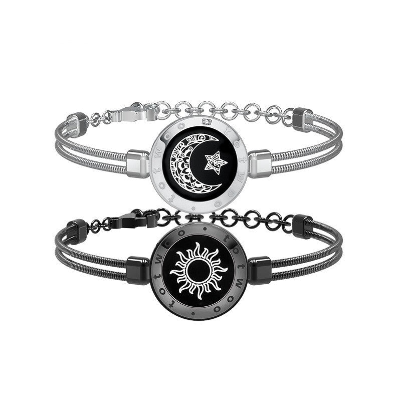 Long Distance Couple Bracelet Silvery black A