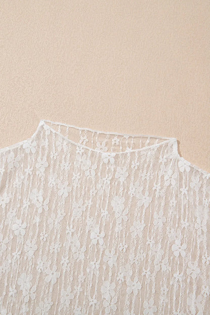 Sheer Floral Lace Long Sleeve Slim Fit Top