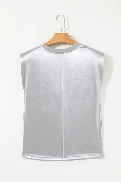 Round Neck Satin Tank Top