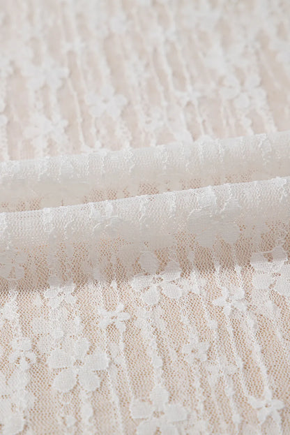 Sheer Floral Lace Long Sleeve Slim Fit Top