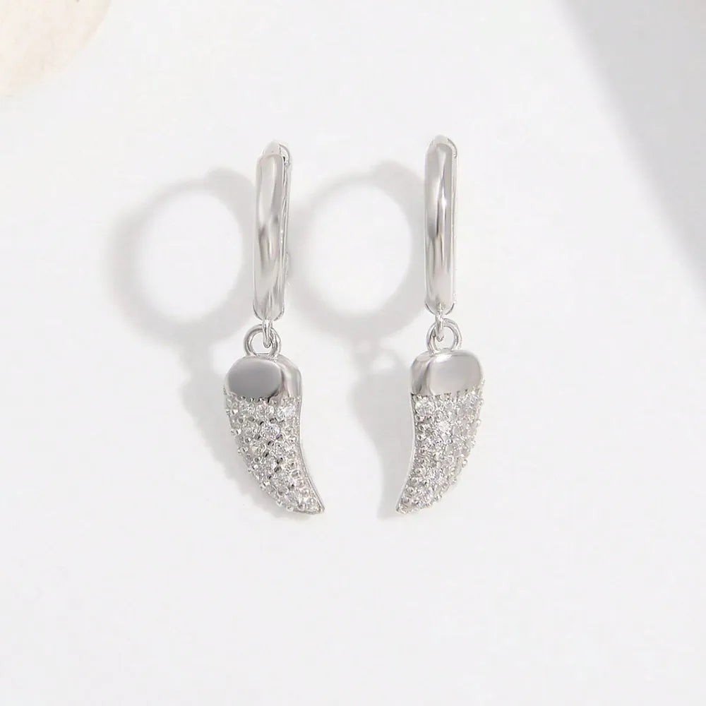 925 Sterling Silver Zircon Chili Shape Earrings Silver One Size