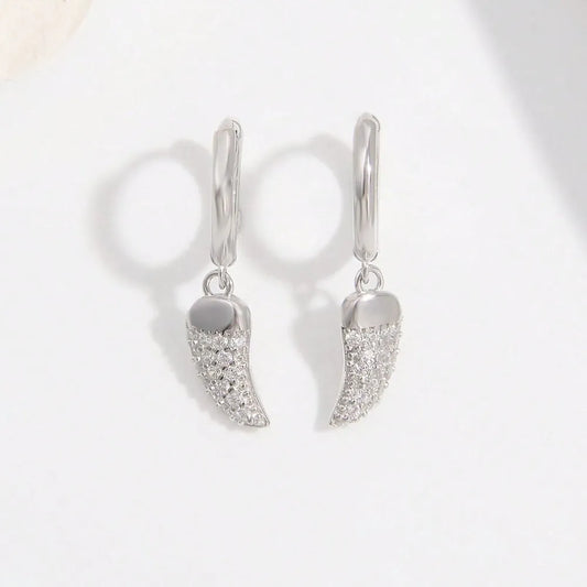 925 Sterling Silver Zircon Chili Shape Earrings Silver One Size