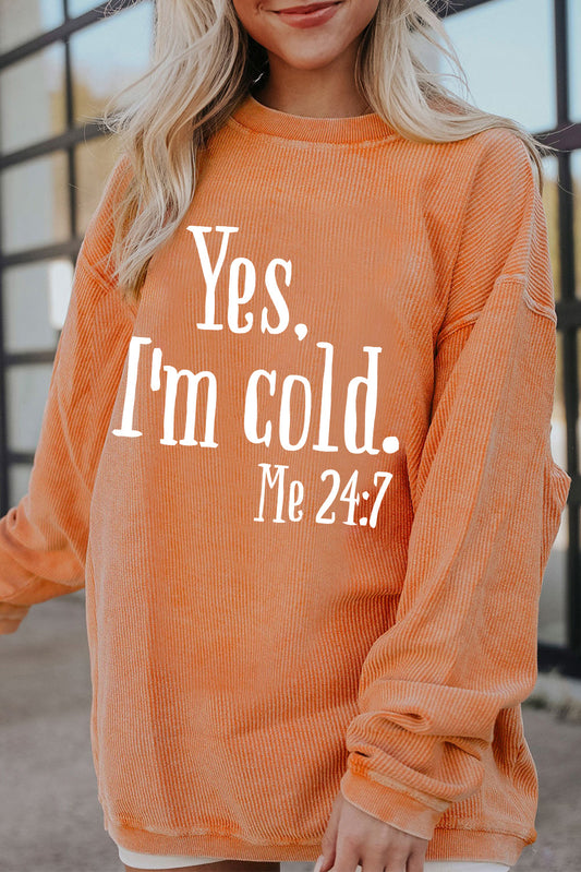 Letter Graphic Round Neck Long Sleeve Sweatshirt Sherbet