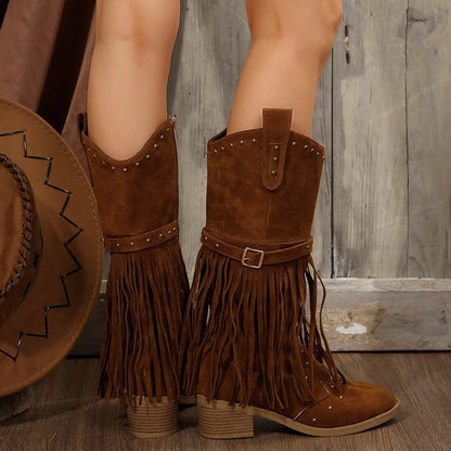 Point Toe Block Heels Boots