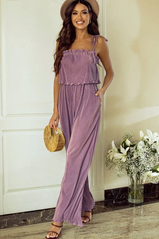 Square Neck Spaghetti Strap Jumpsuit Mauve