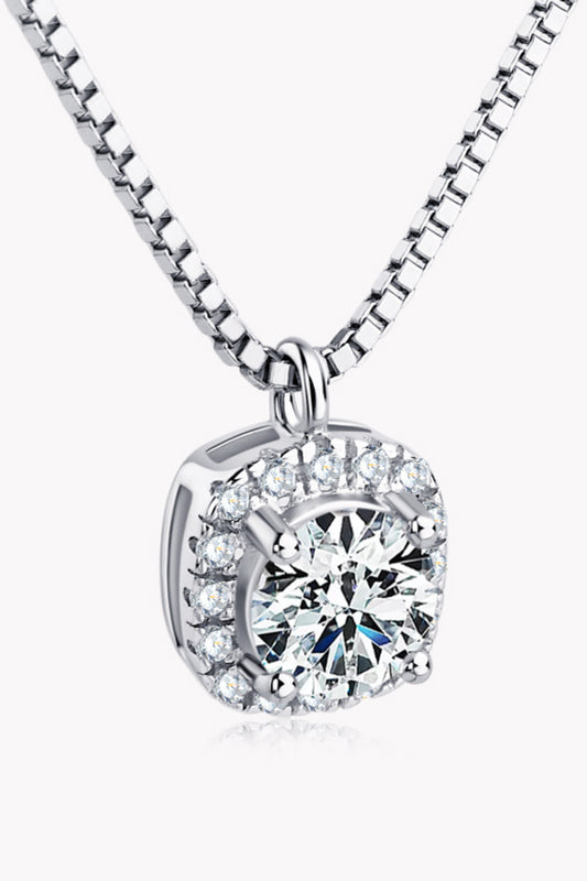 Moissanite Pendant Platinum-Plated Necklace Silver One Size