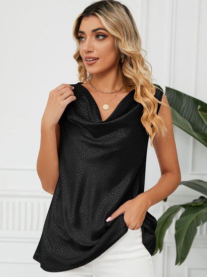 Solid Cowl Neck Top Black