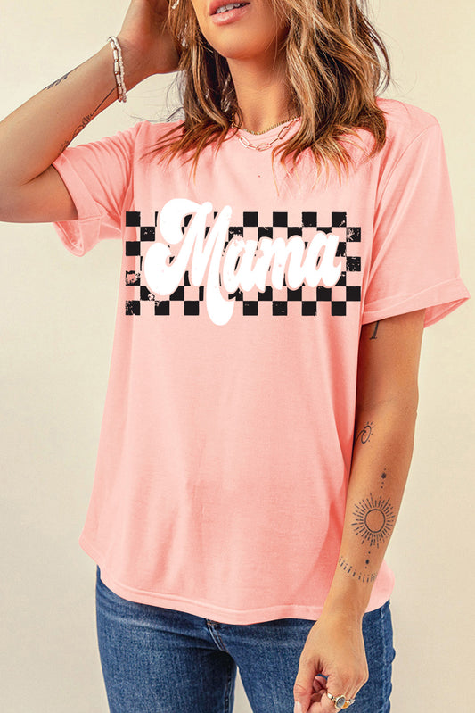 MAMA Round Neck Short Sleeve T-Shirt Watermelon pink